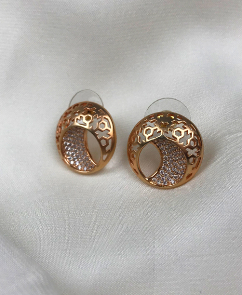 18K gold-plated zirconia studs dujourstores
