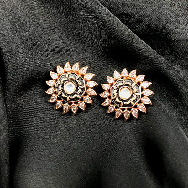 Black and Gold Floral Studs dujourstores