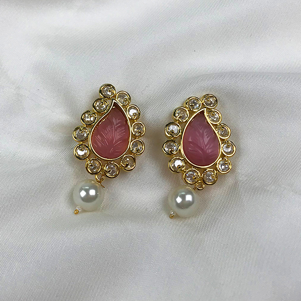 Carved stoned dangling pearl earrings dujourstores