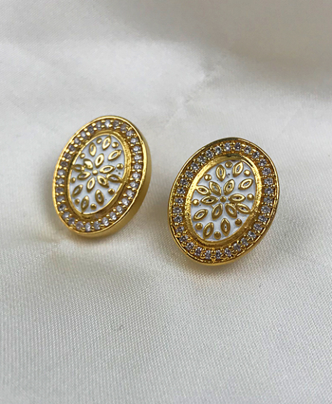 Engraved meena-kari studs dujourstores