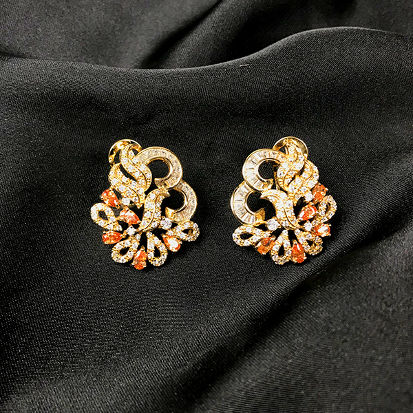 Intricately made American- diamond stud earrings dujour stores