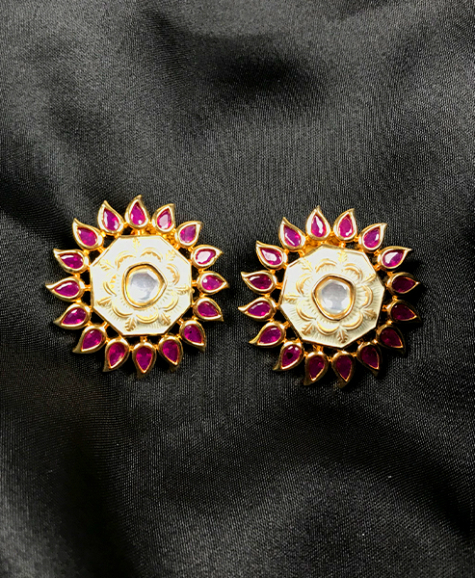 Mandala-flower stud earrings dujourstores