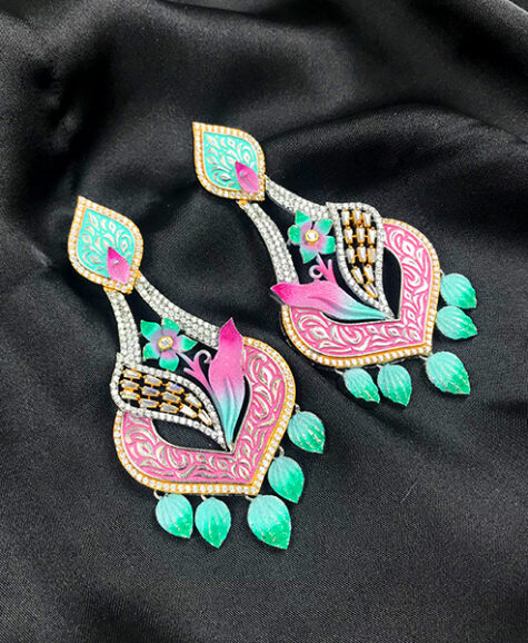 Peacock inspired statement earrings dujourstores