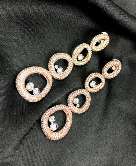 Rose-gold dainty diamonds earrings dujourstores