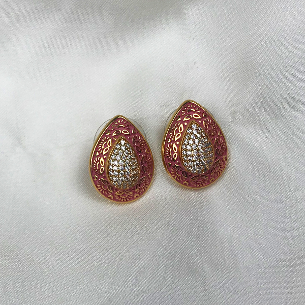 Tear-drop meena-kari studs dujour stores