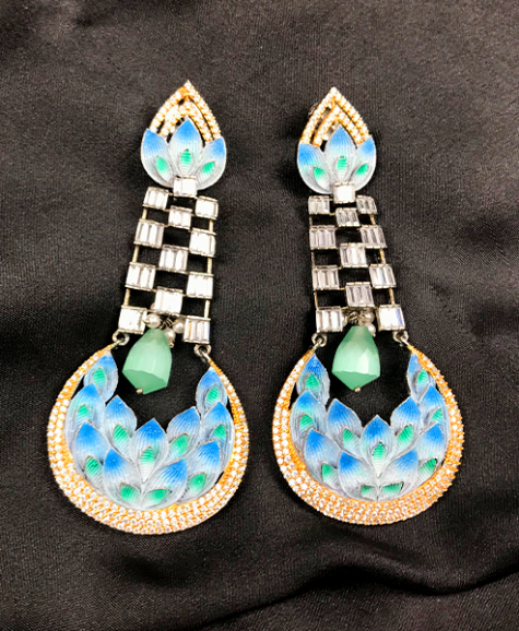 blue-therapy printed earrings dujourstores