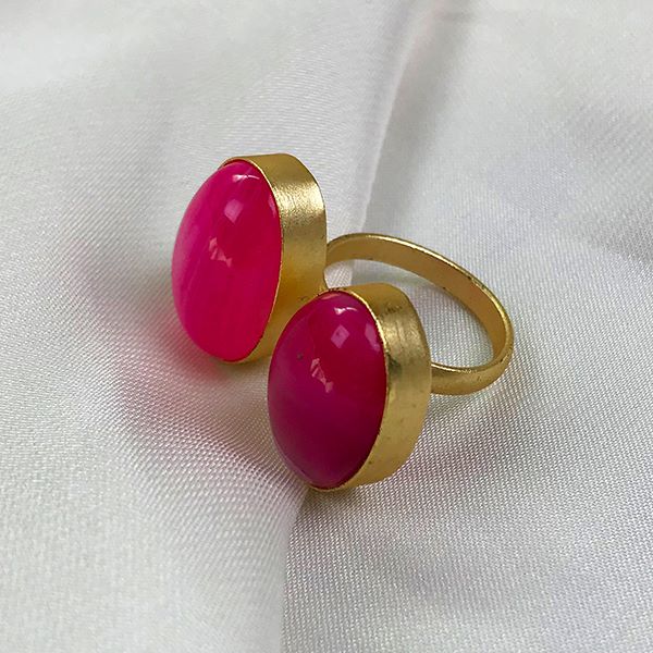 Fuchsia pink moonstone ring dujourstores